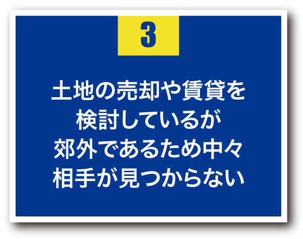 3.土地の売却や賃貸を検討しているが、郊外であるため中々相手が見つからない